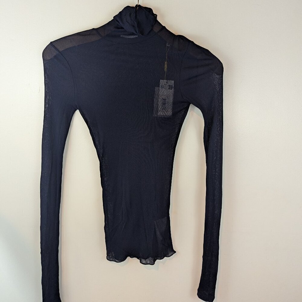 NWT AMI Alexandre Mattiussi Sheer Turtleneck Long Sleeve Tee, Sz XS - Picture 3 of 7